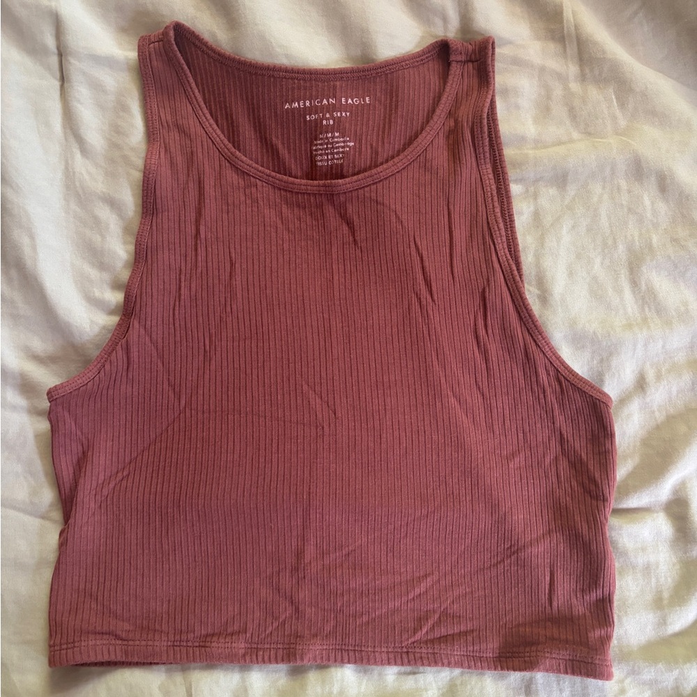 American Eagle Soft & Sexy Ribbed Cropped Tank Top